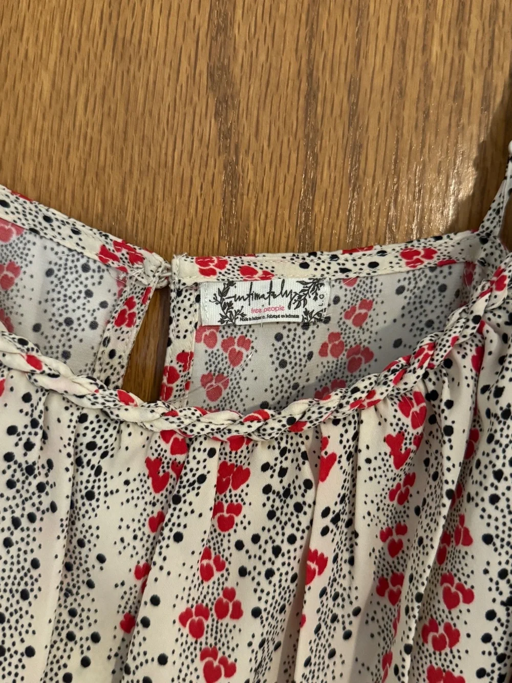 Free People Red Floral Stripe Spaghetti Strap Women's Top
